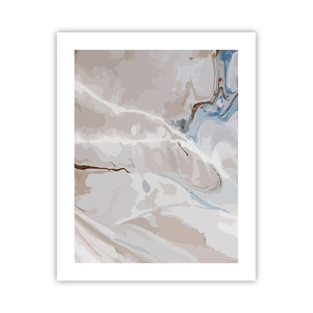Plakat - Blå slynger sig under det hvide - 40x50 cm