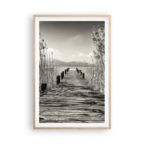 Plakat i ramme af lyst egetræ - I græssernes fred - 61x91 cm