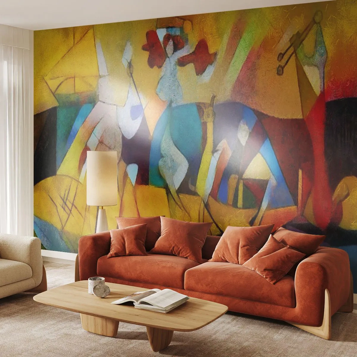Fototapet Standard Eco - Sol - liv - glæde - Dyr, Afrika, Kubisme - 400x280 cm