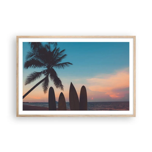 Plakat i ramme af lyst egetræ - I morgen bliver også sjovt - 91x61 cm