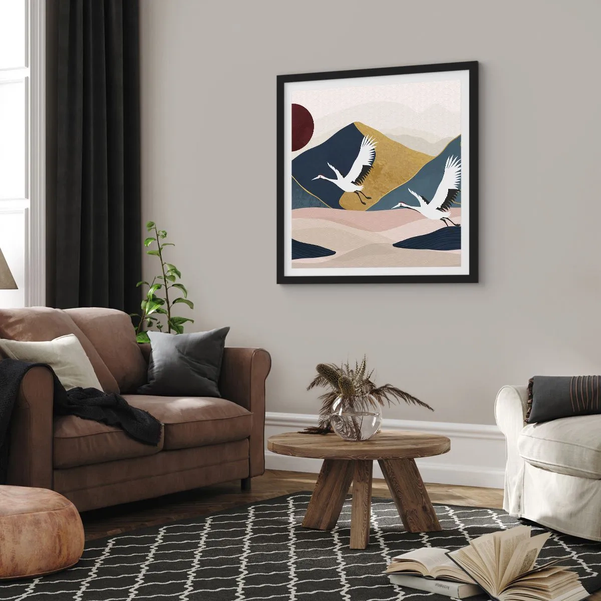 Plakat i sort ramme - Og dagen er igen FLØJET af sted - 60x60 cm