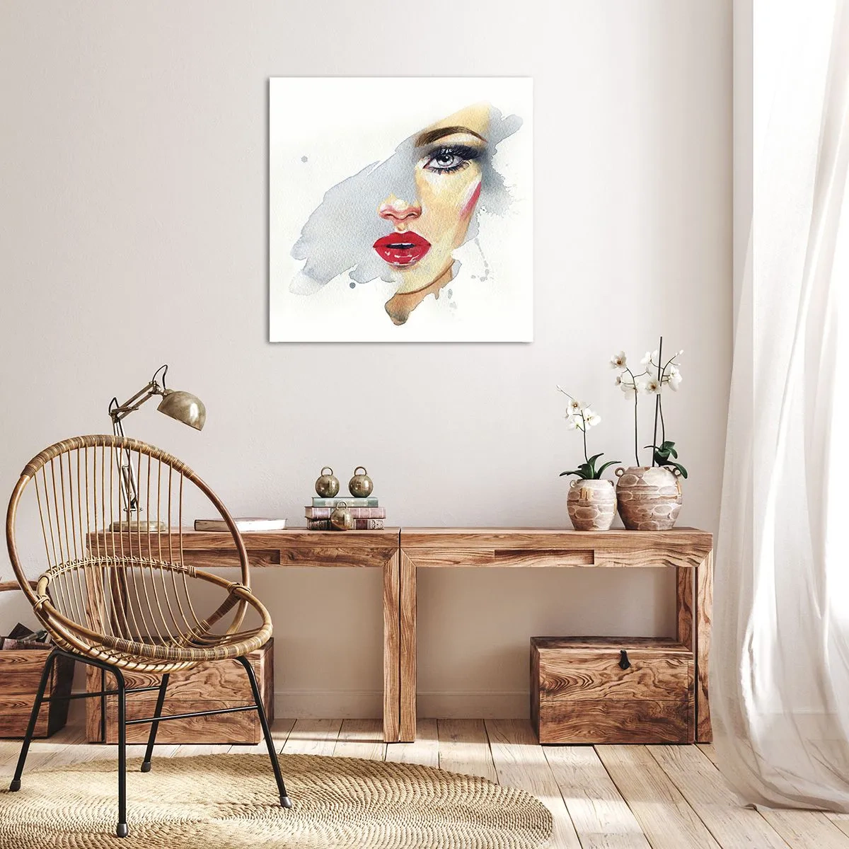 Lærredstryk - Billede på lærred - Refleksion i en vanddråbe - 50x50 cm