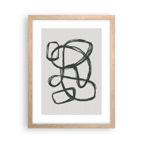 Plakat i ramme af lyst egetræ - Loopet abstraktion - 30x40 cm