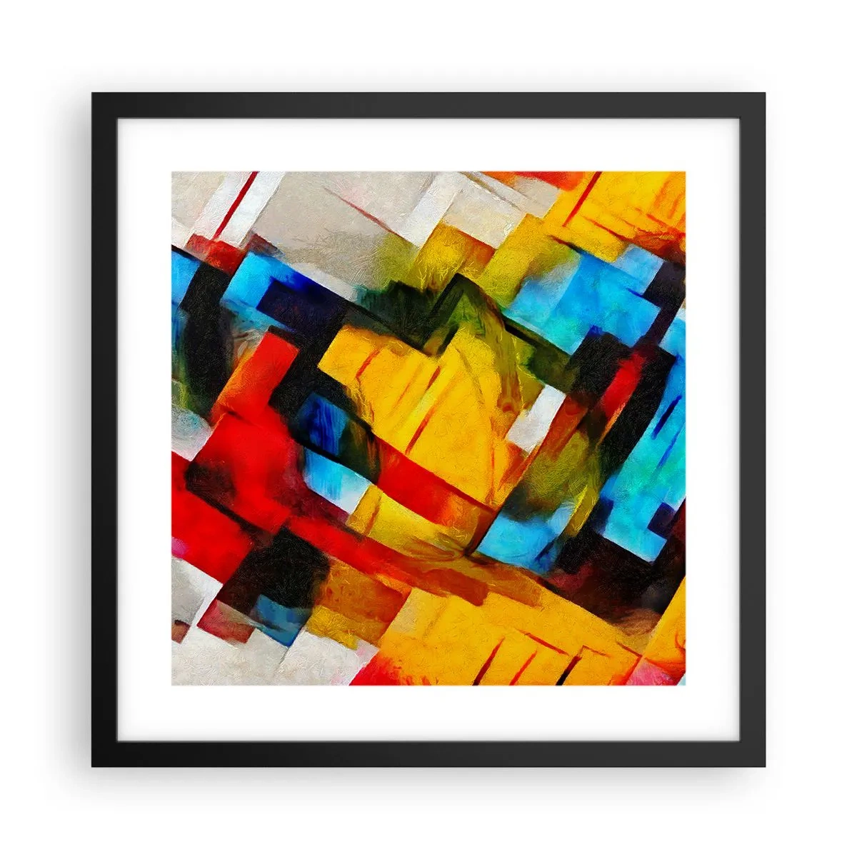 Plakat i sort ramme - Flerfarvet lagdeling - 40x40 cm