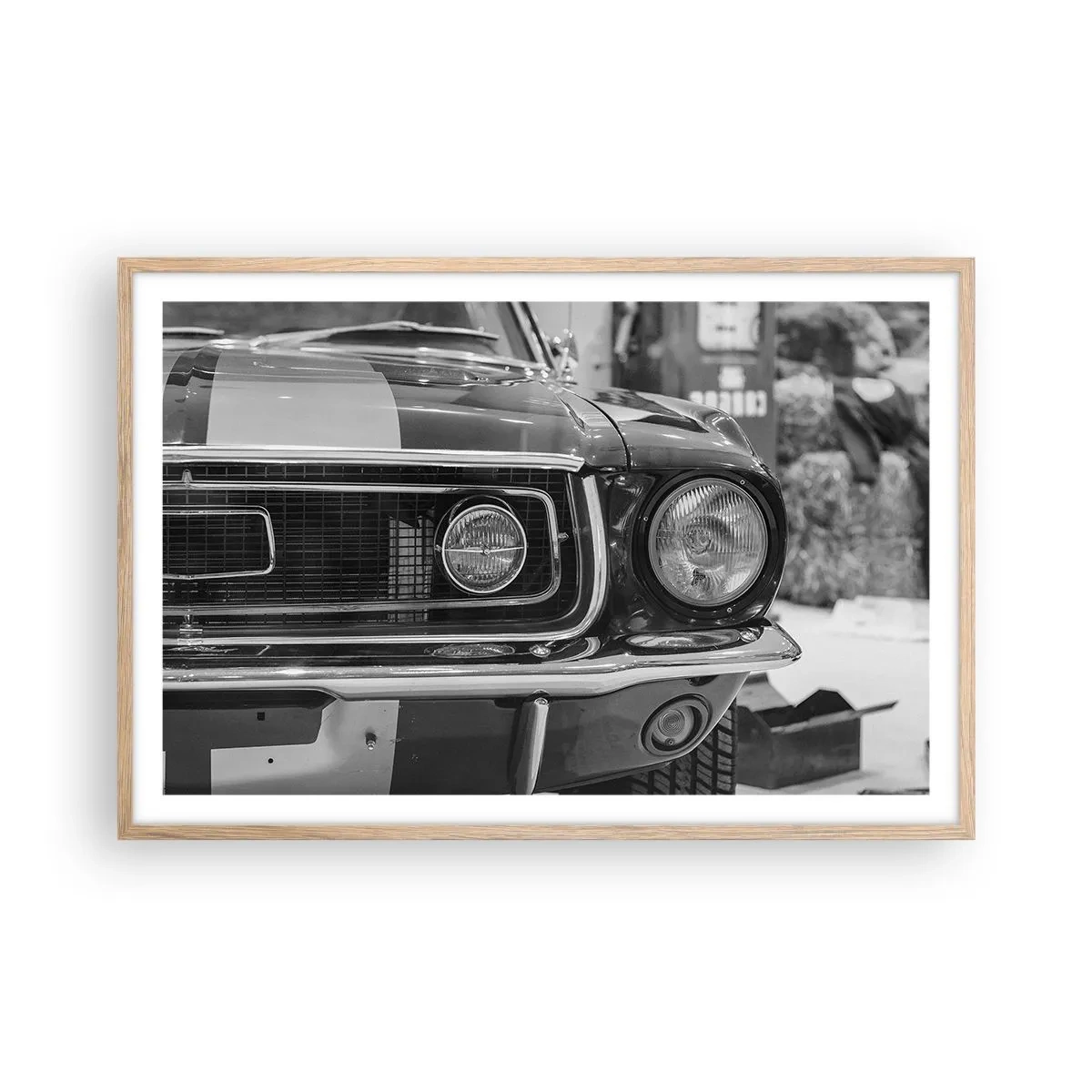 Plakat i ramme af lyst egetræ - Hård kørsel - 91x61 cm