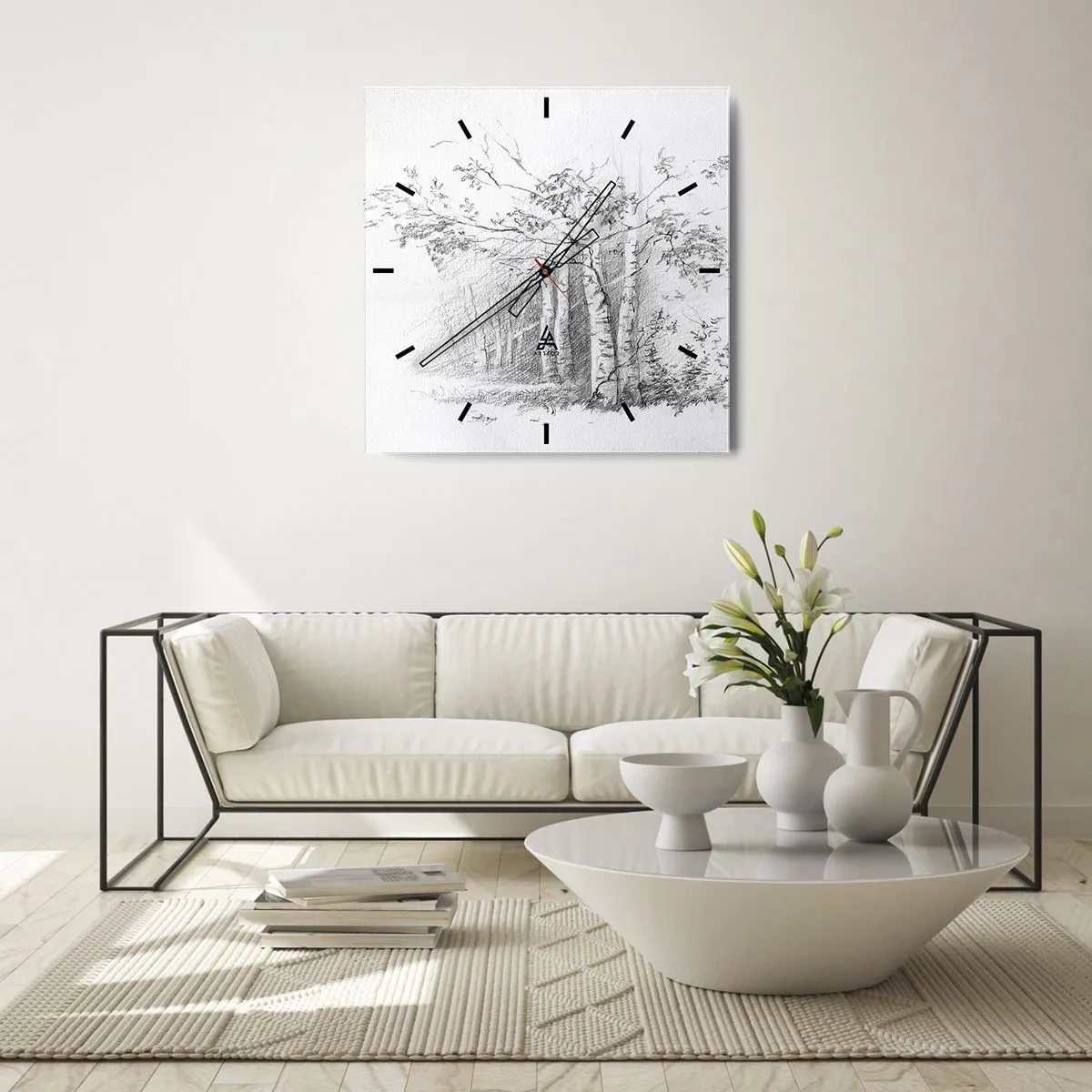 Vægur, Uret - Lyset fra birkeskoven - 30x30 cm