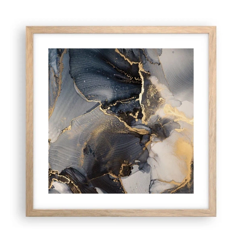 Plakat i ramme af lyst egetræ - Livet af sten - 40x40 cm