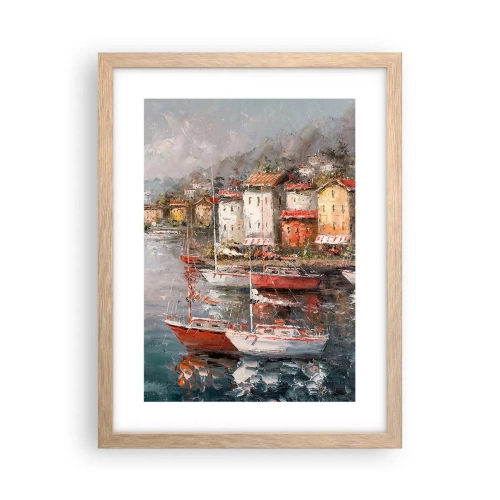 Plakat i ramme af lyst egetræ - Romantisk paradis - 30x40 cm