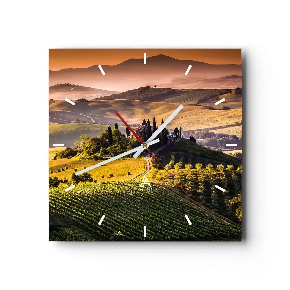 Vægur, Uret - Arcadia - Det toscanske landskab - 30x30 cm