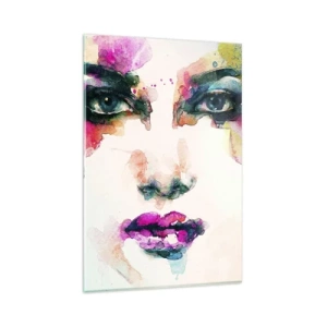 Billede på glas - Portræt malet med en regnbue - 80x120 cm