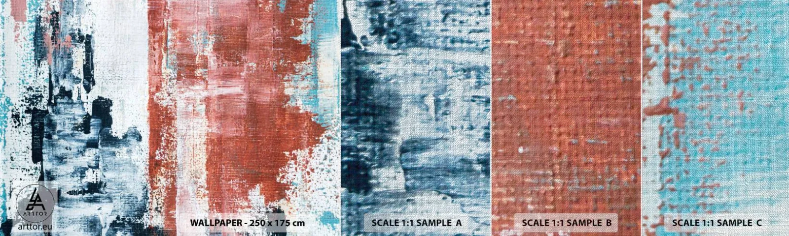 Prøve Fototapet Premium Canvas - Abstrakt halvt og halvt - Abstraktion, Stykke, Maleri - 100x30 cm