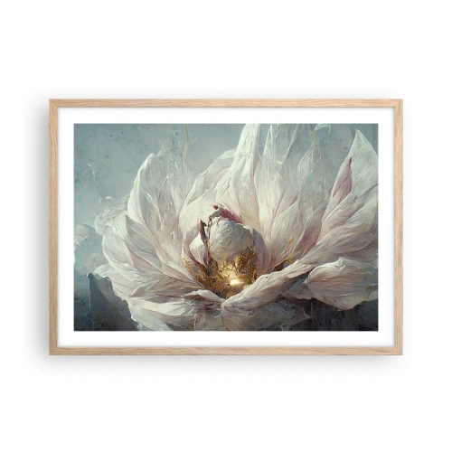 Plakat i ramme af lyst egetræ - Blomstrer en gang om hundrede år - 70x50 cm