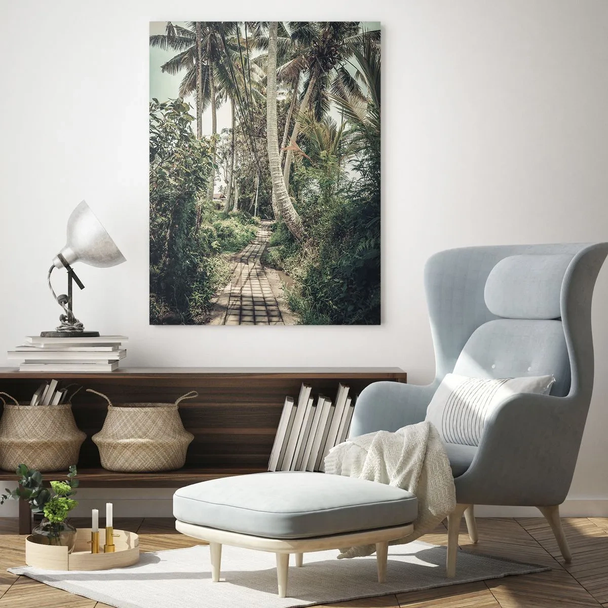 Billede på glas - Palmeallé - 70x100 cm