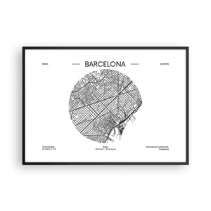 Plakat i sort ramme - Barcelonas anatomi - 100x70 cm