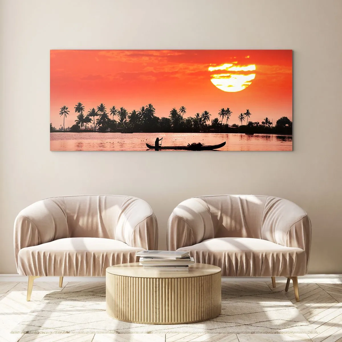 Billede på glas - Tropernes ro ved solnedgang - 120x50 cm