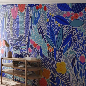 Fototapet Selvklæbende Deluxe Sticker - Hawaiiansk have - Blomster, Blade, Eng - 400x280 cm