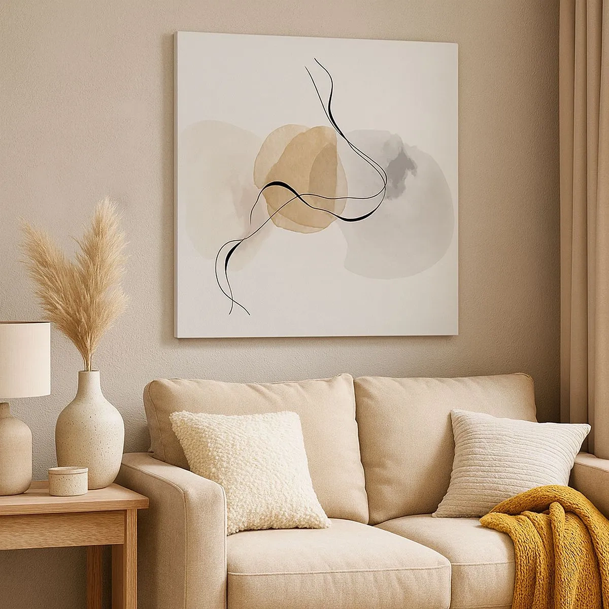 Lærredstryk - Billede på lærred - Perler i luften - 30x30 cm