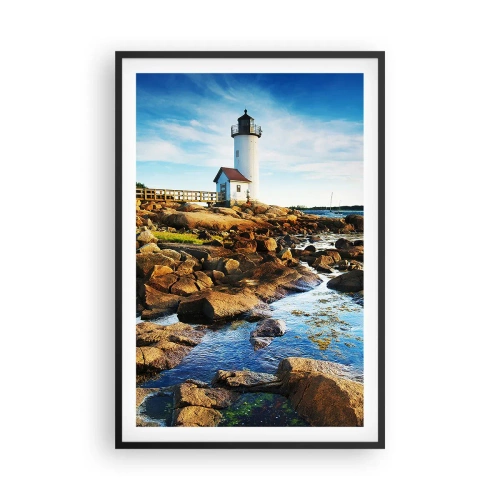 Plakat i sort ramme - Vend tilbage med glæde, jeg ser frem til - 61x91 cm