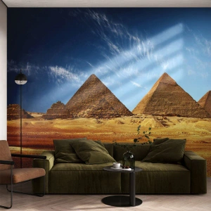 Fototapet Premium Sand - 40 århundreder ser på jer - Pyramider, Arkitektur, Landskab - 250x175 cm