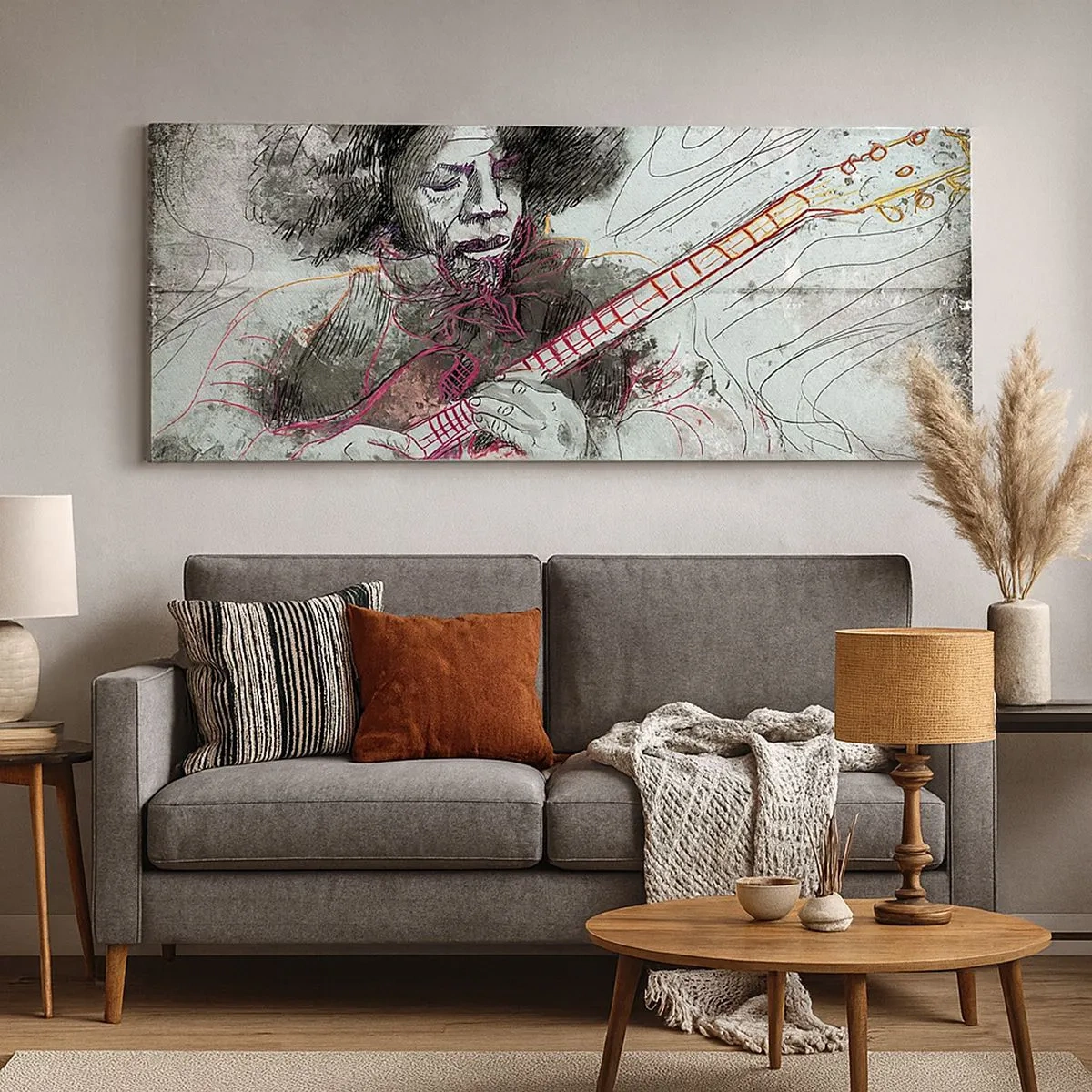 Lærredstryk - Billede på lærred - På musikkens bølger - 100x40 cm