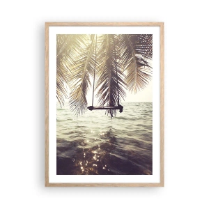 Plakat i ramme af lyst egetræ - Du kan svæve i skyerne efter behag - 50x70 cm