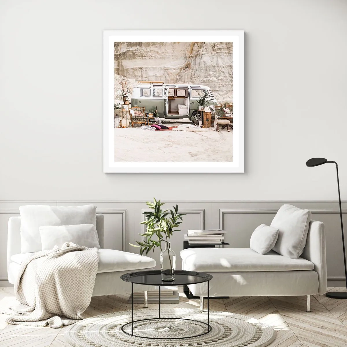 Plakat i hvid ramme - Tid til at starte rejsen - 30x30 cm