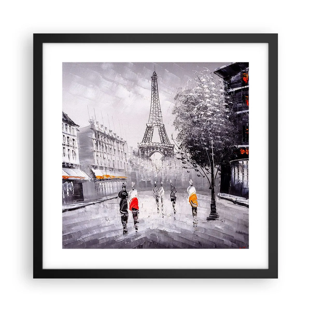 Plakat i sort ramme - En parisisk spadseretur - 40x40 cm