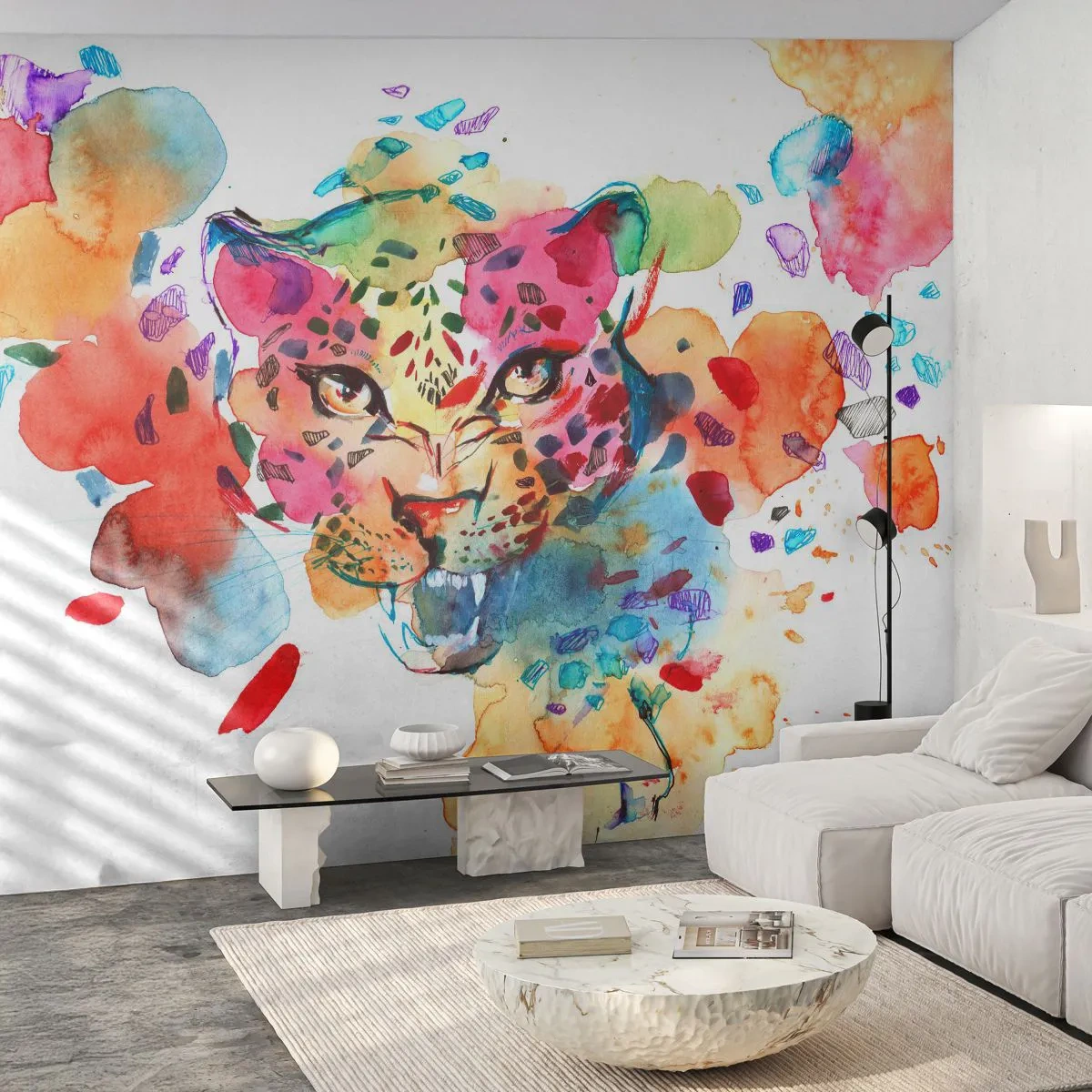 Fototapet Premium Canvas - Skønheden og udyret - Panter, Dyr, Abstraktion - 200x140 cm