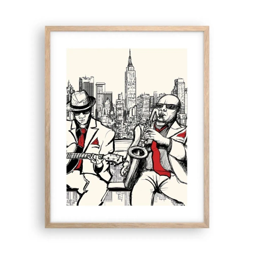 Plakat i ramme af lyst egetræ - New York improvisation - 40x50 cm