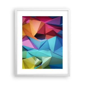 Plakat i hvid ramme - Regnbue origami - 40x50 cm