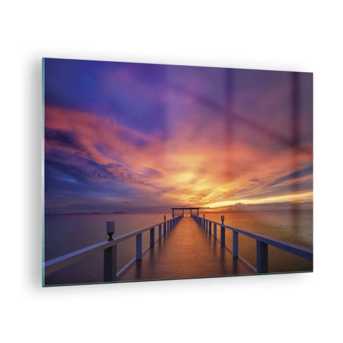 Billede på glas - Molen med solnedgangens baggrund - 70x50cm - Uden ende - Moderne vægdekoration til stue og soveværelse ARTTOR