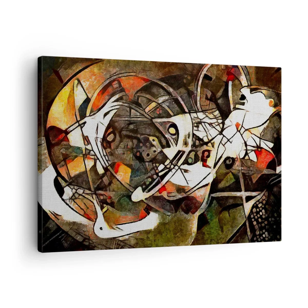 Lærredstryk - Billede på lærred - Udtryksfuld abstraktion i mørke toner med dynamiske linjer. - 70x50cm - Kan du høre bevægelse? - Moderne vægdekoration til stue og soveværelse ARTTOR