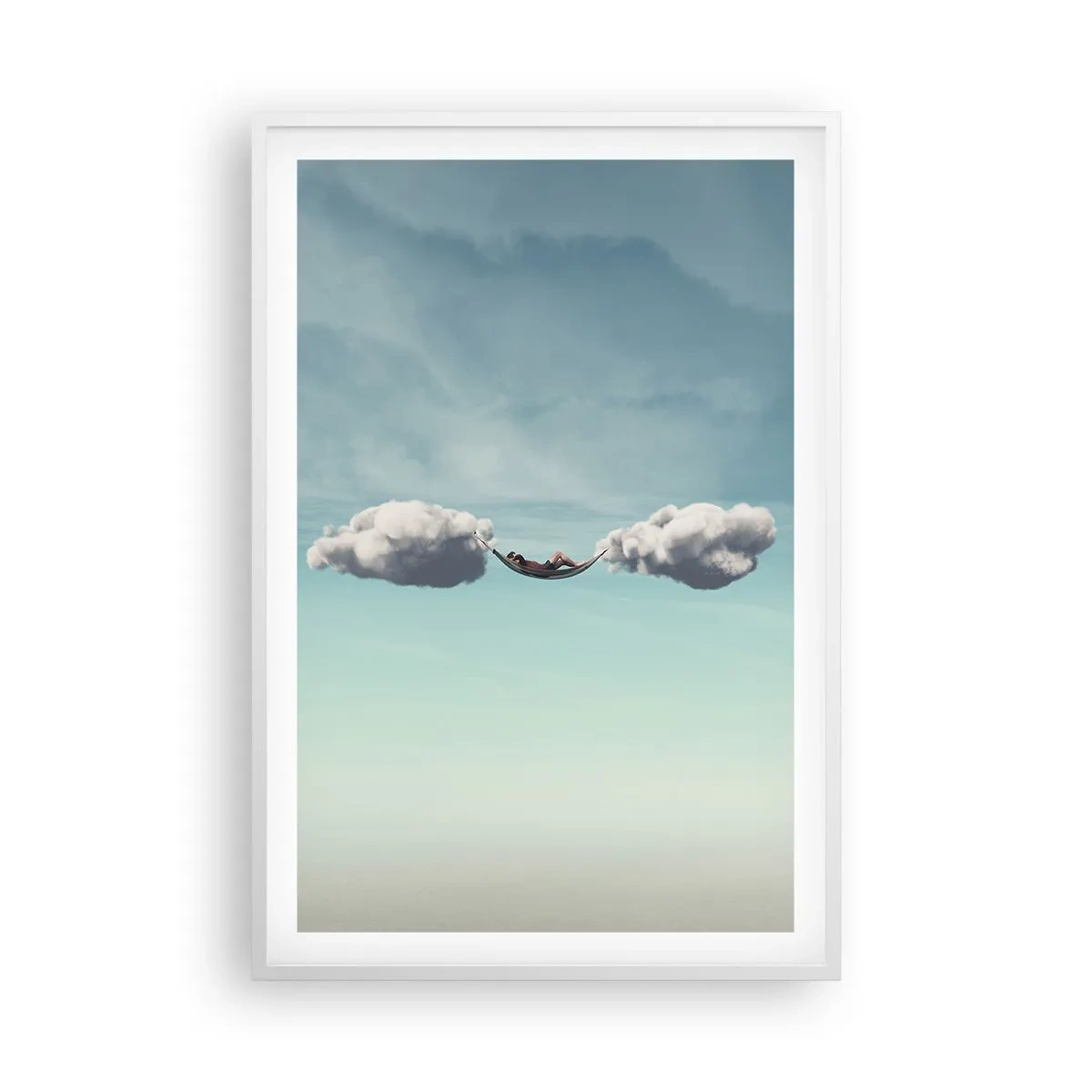 Plakat i hvid ramme - Lykken i øjeblikket - 61x91 cm