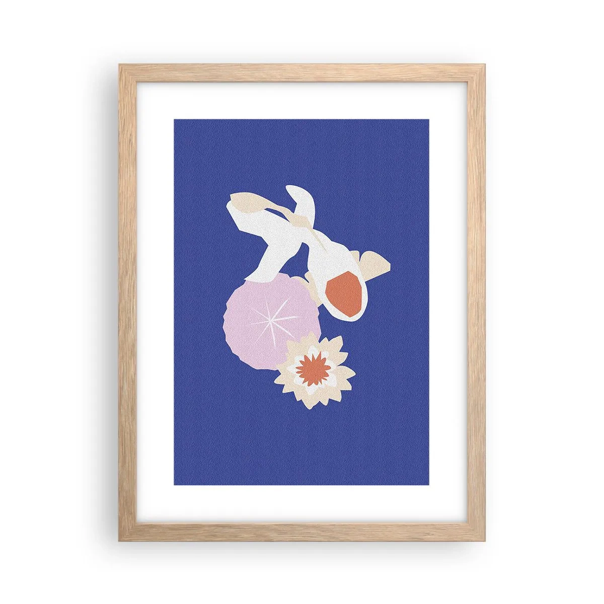 Plakat i ramme af lyst egetræ - Sammensætning af blomster og knopper - 30x40 cm