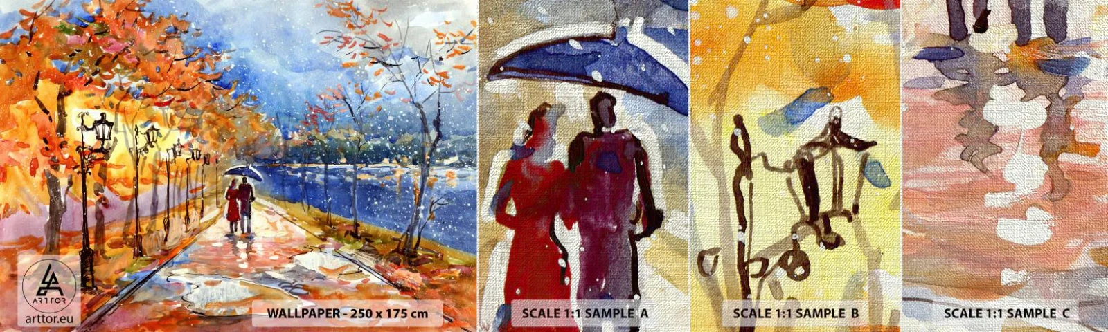 Prøve Fototapet Premium Canvas - Sammen indtil tidsfristen - Landskab, Park Avenue, Træer - 100x30 cm