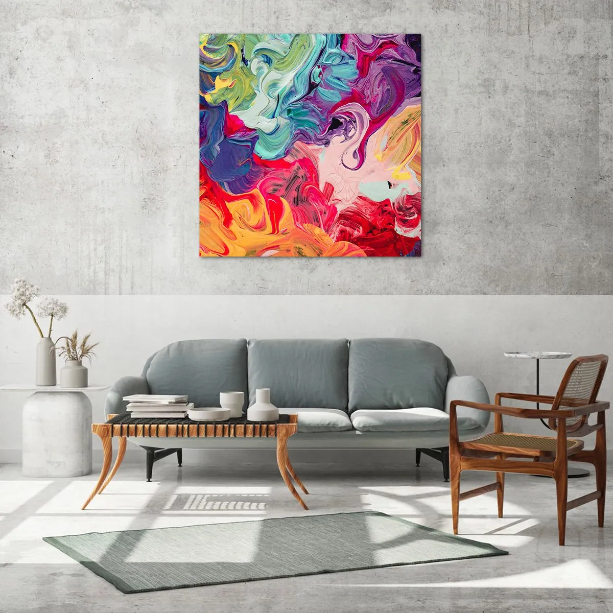 Billede på glas - Farvernes fødsel - 60x60 cm