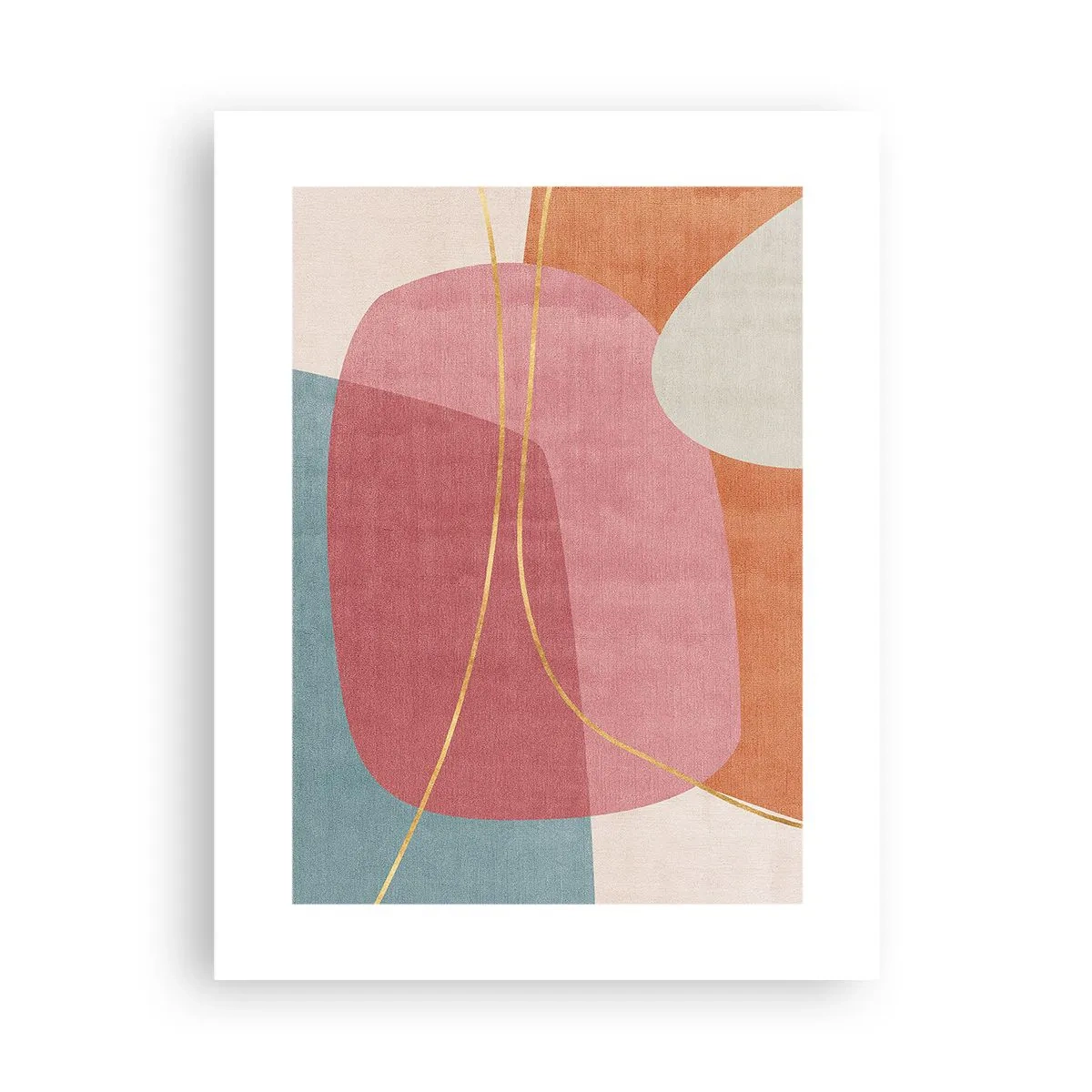 Plakat - Pastelkomposition med guldtråd - 30x40 cm