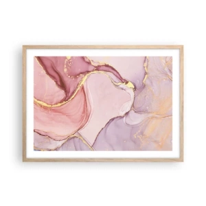 Plakat i ramme af lyst egetræ - Et kærtegn af farver - 70x50 cm