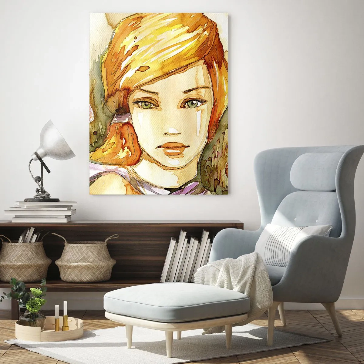 Billede på glas - Smaragdblikket, der dulmer vreden - 50x70 cm