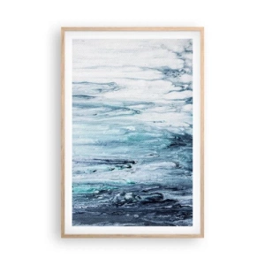 Plakat i ramme af lyst egetræ - Blå istapper - 61x91 cm