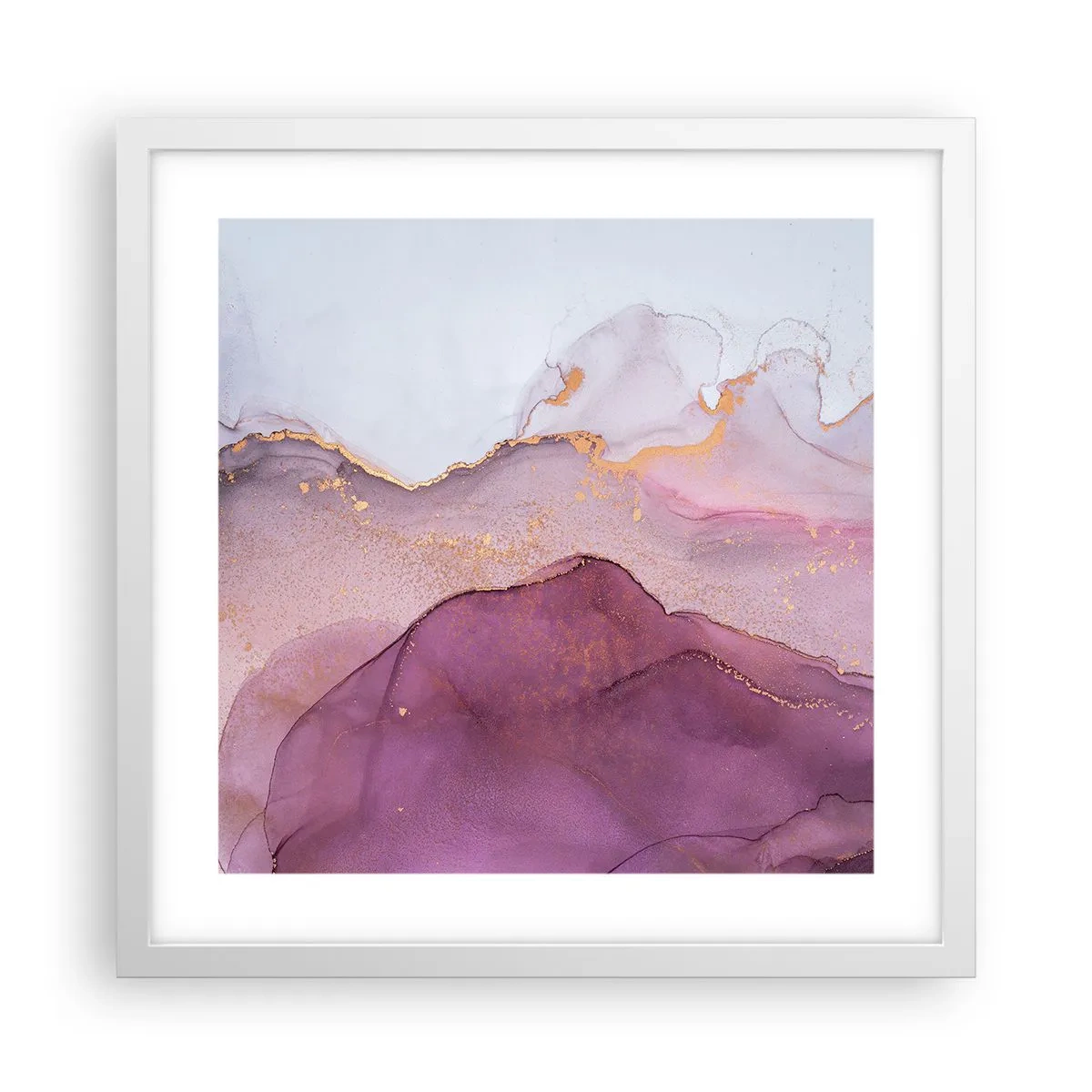 Plakat i hvid ramme - Lilla og violette bølger - 40x40 cm