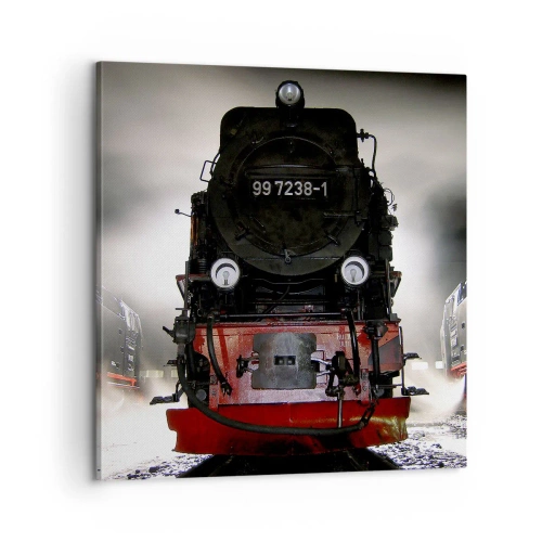 Lærredstryk - Billede på lærred - Han står og gisper, han gisper og puster. - 60x60 cm