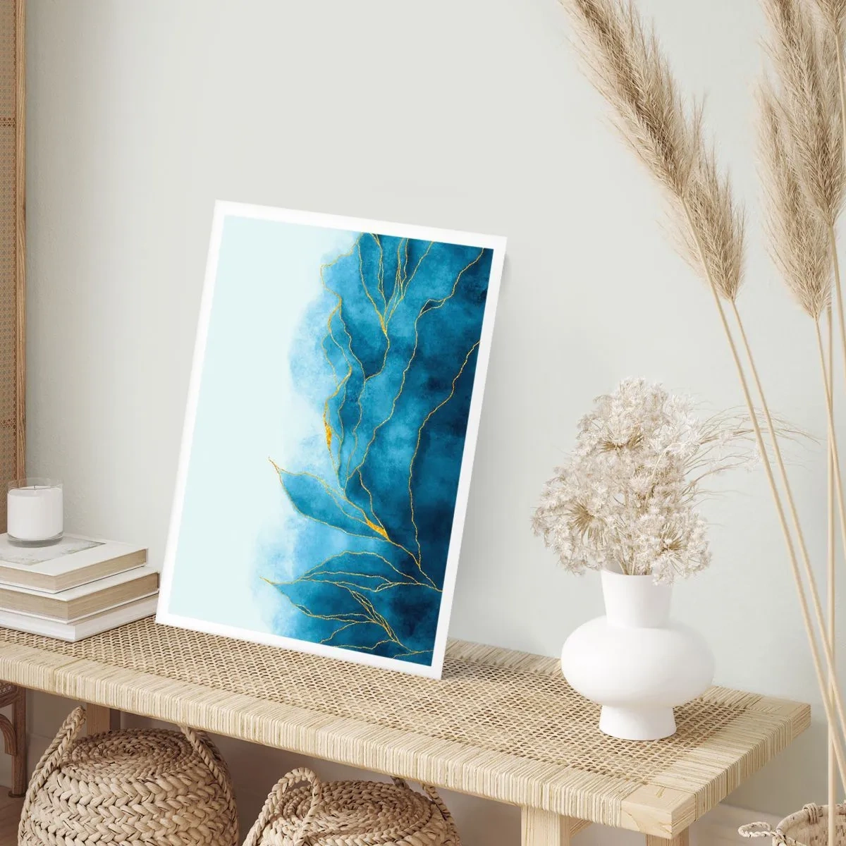 Plakat - Blå i guld - 50x70 cm
