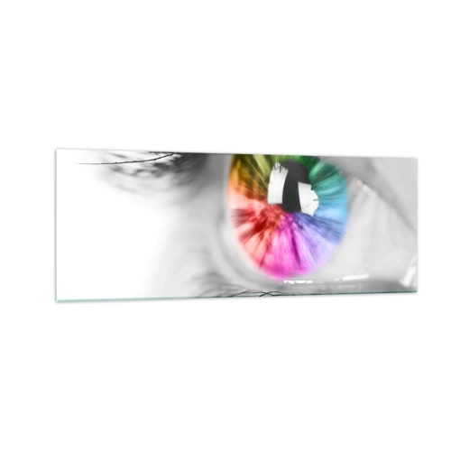 Billede på glas - Se verden i farver - 140x50 cm