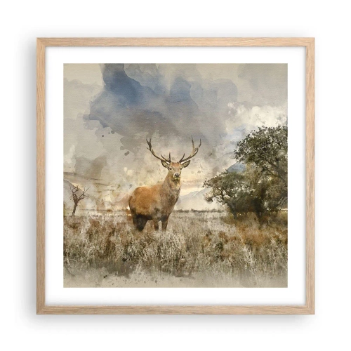 Plakat i ramme af lyst egetræ - Værdighed - styrke - værdighed - 50x50 cm