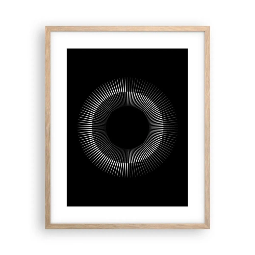 Plakat i ramme af lyst egetræ - Sort sol - 40x50 cm
