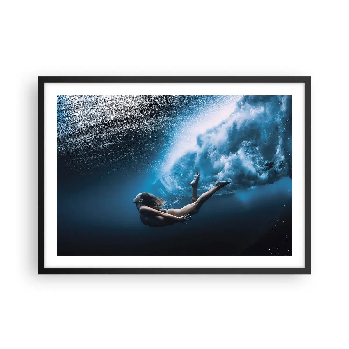 Plakat i sort ramme - Den moderne havfrue - 70x50 cm