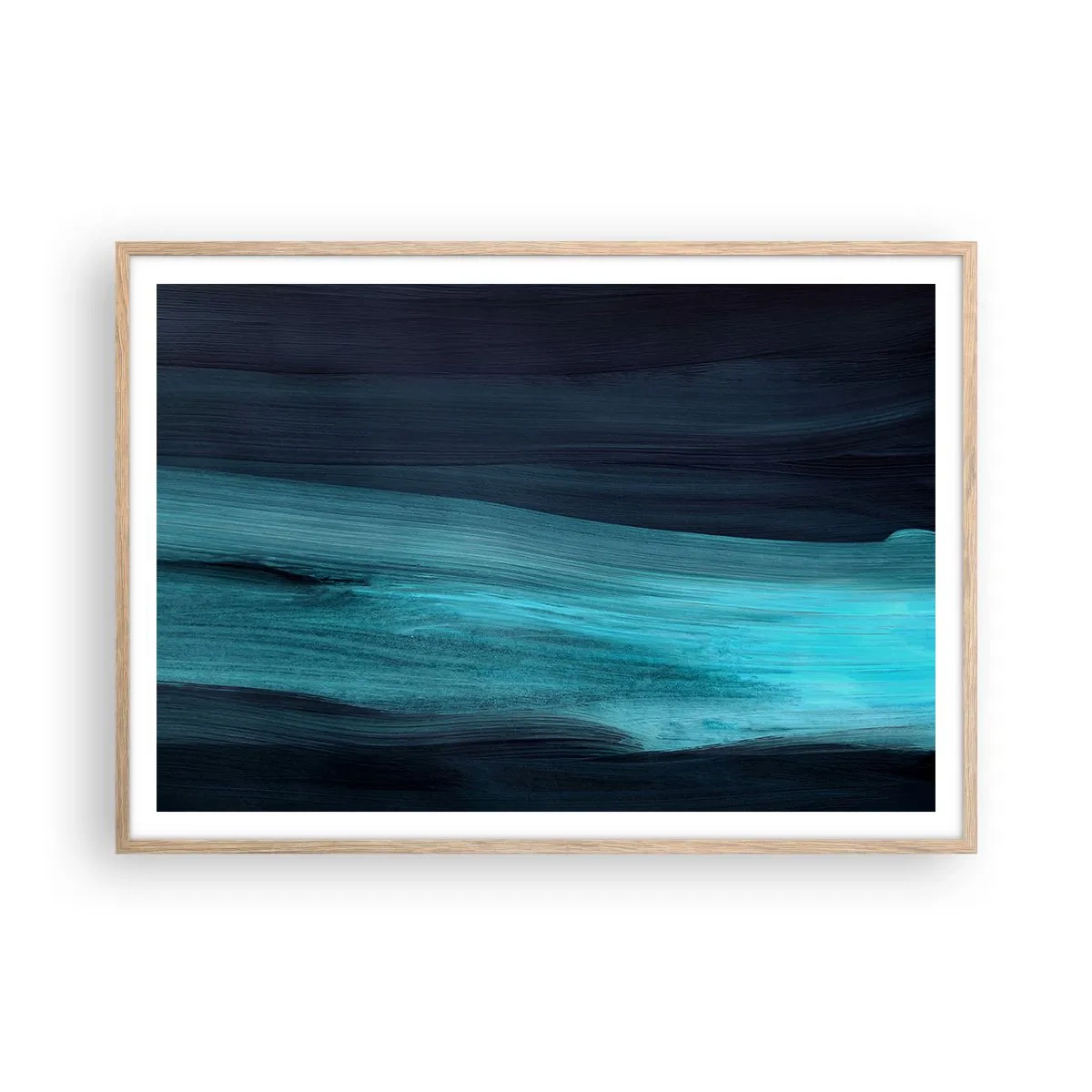 Plakat i ramme af lyst egetræ - Svøm med strømmen - 100x70 cm