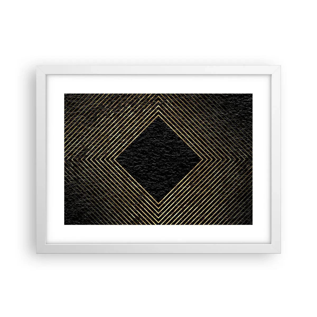 Plakat i hvid ramme - Geometri i glamour-stil - 40x30 cm