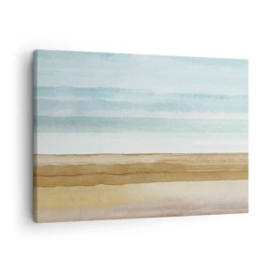Lærredstryk - Billede på lærred - Abstrakt strandlandskab i pastelfarver - 70x50cm - Trøst - Moderne vægdekoration til stue og soveværelse ARTTOR